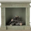Dollhouse Vintage Dusty Green Fireplace
