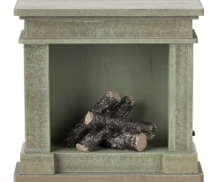Dollhouse Vintage Dusty Green Fireplace