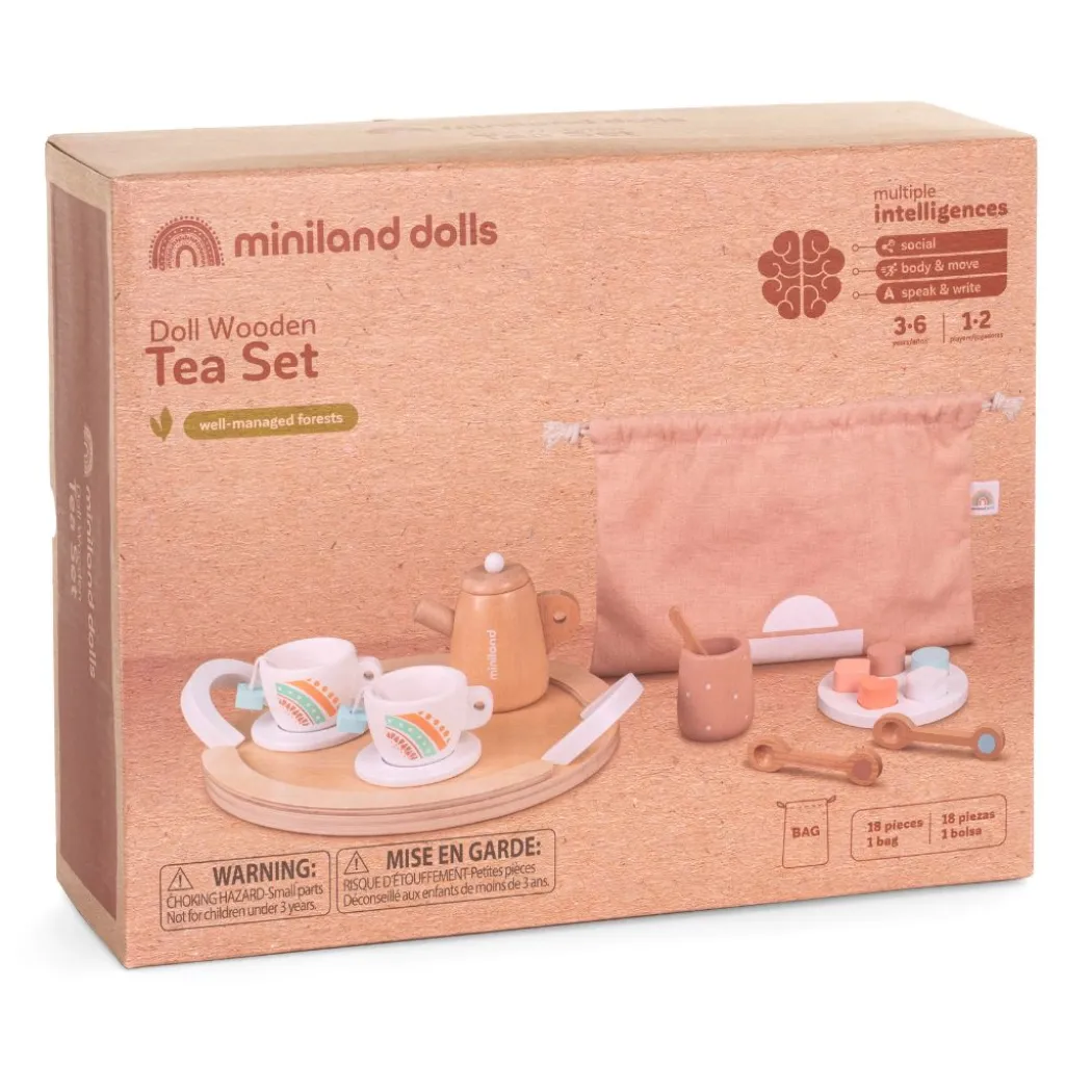 Doll-Sized Wooden Tea Set