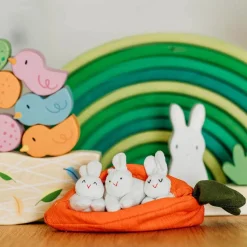 Hide-and-Seek Bunnies in Carrot Pouch