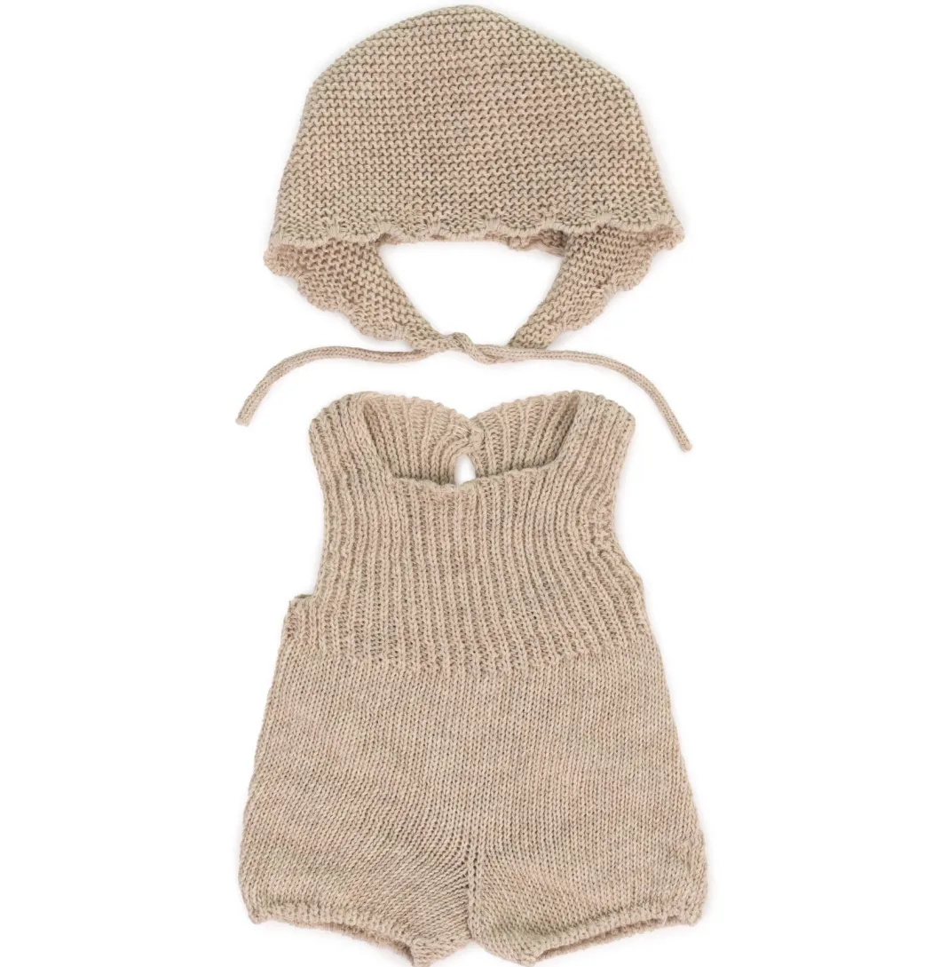 Knit Doll Outfit – 15" Romper & Bonnet