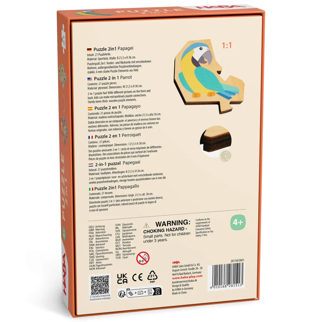 Parrot 2-in-1 Wooden Puzzle