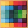 Rainbow Wooden Cubes - 36 Blocks with Tray