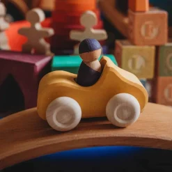 Small Yellow Convertible - Wooden Toy Car