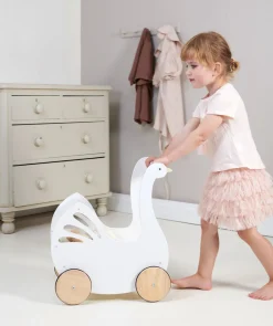 Sweet Wooden Swan Doll Stroller