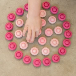 Wooden Mandala Set, Pink Flowers